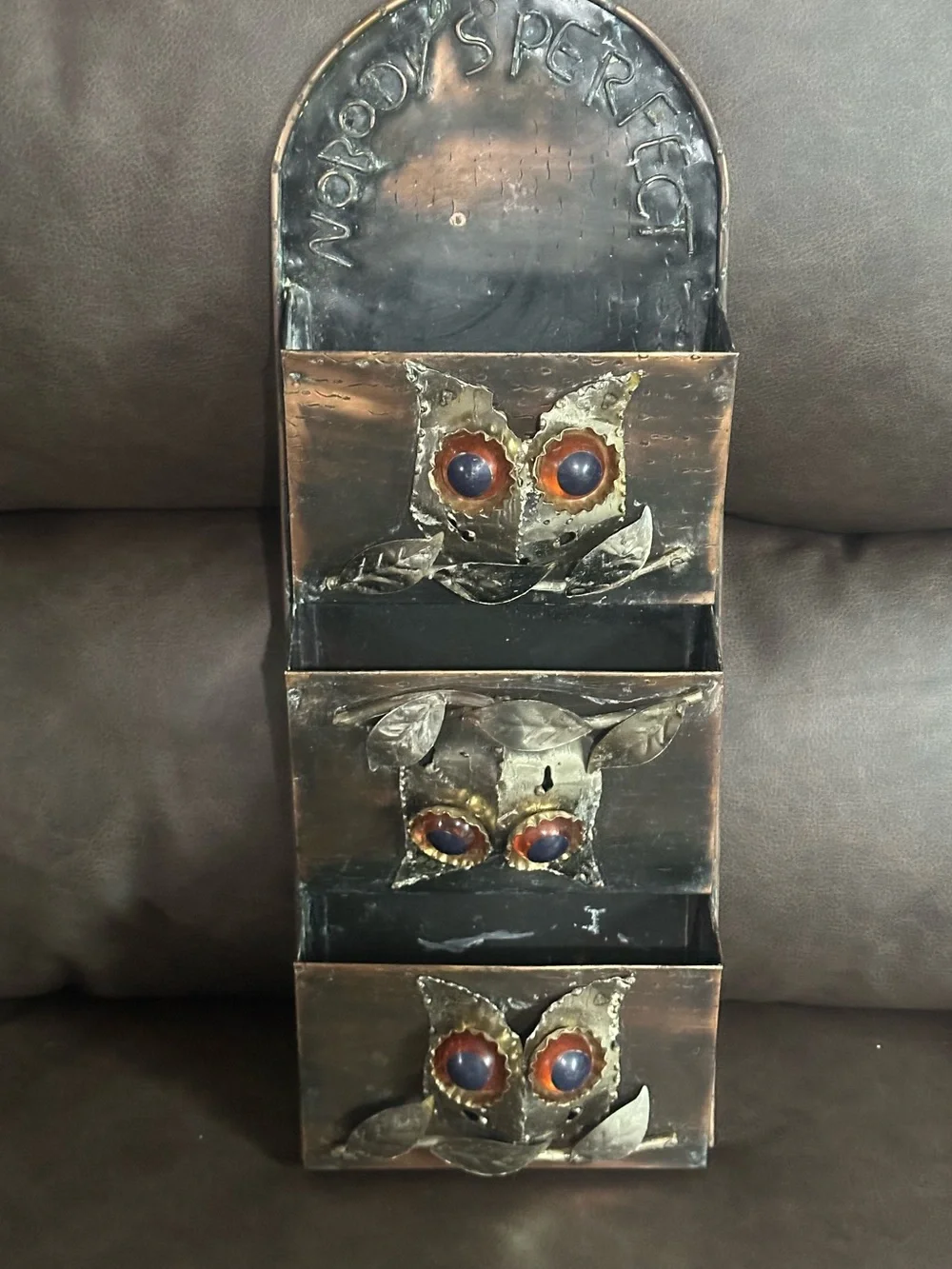 Wall-Mount 3-Tier Owl Mail Organizer vintage.